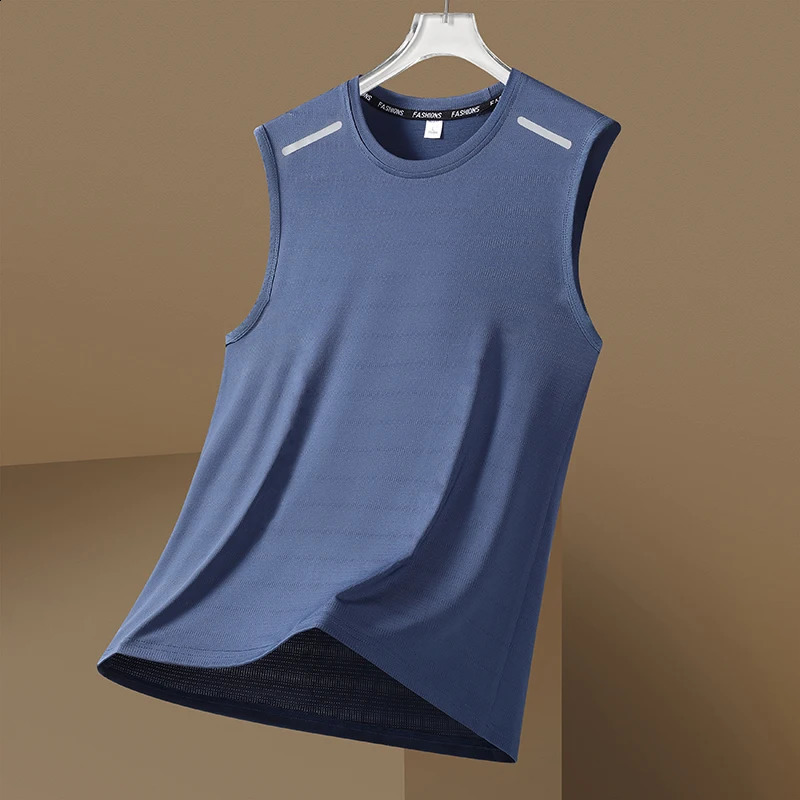 Summer Mens Muscle Tank Top Gym Shirt Sleeveless Quick Dry Workout TShirt Running Beach Vest Loose Fit Athletic Wear 250527