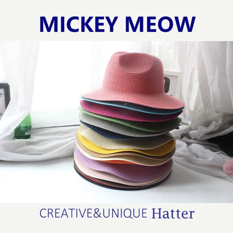 Fashion Big Size 59 60cm Ten Color Jazz Straw Hat Summer Women Men Wide Brim Beach Sun Cap UV Protection Fedora Hat Wholesale W250602