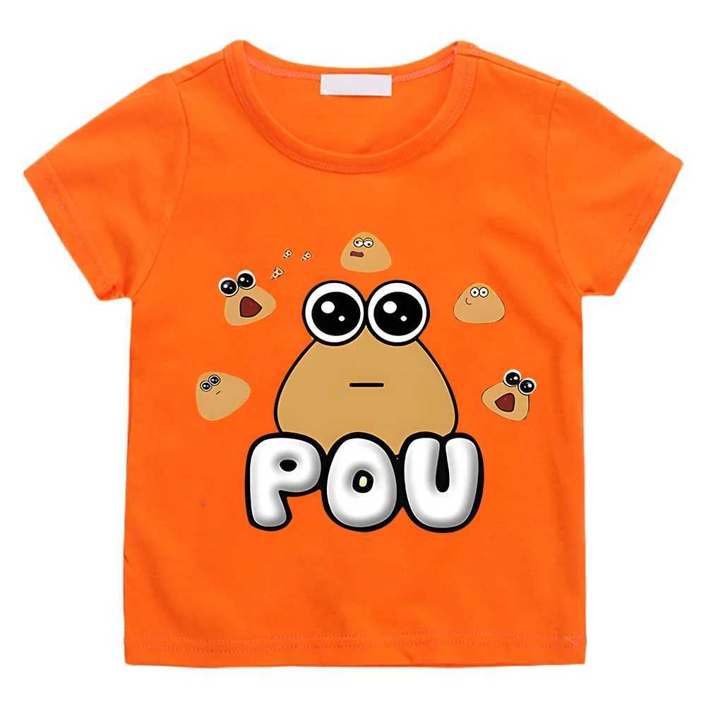POU Cute Print Anime T-shirts Kids Cartoon Manga Tshirt Kawaii Comic 100% Cotton Short Sleeve Boys/Girl T Shirt Teens T-shirts T250603