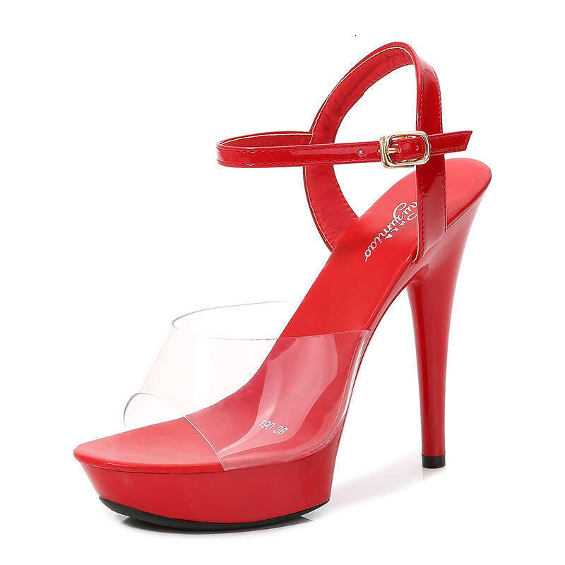 Super High Heels Transparent One-Strap Sandals For Women 2023 New Summer Fashion 13Cm Versatile Internet Celebrity Sexy High Heels Thin Heel Platform 