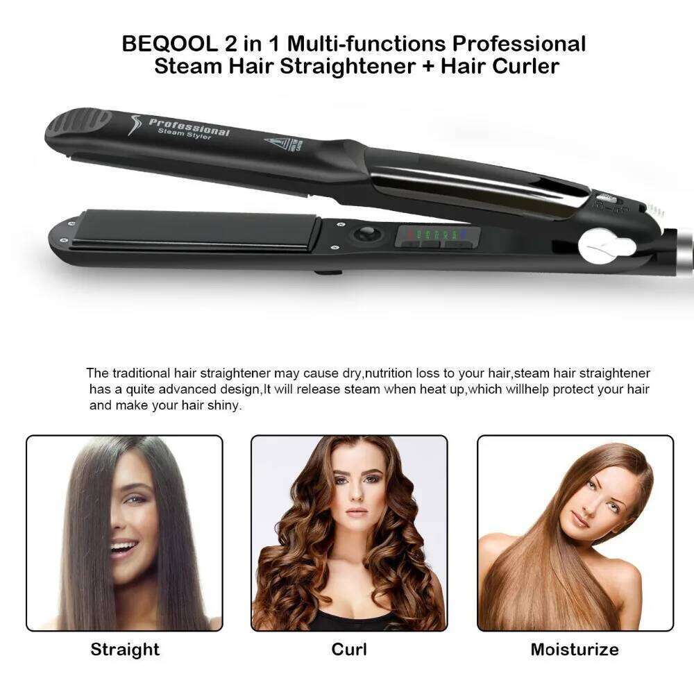 Steam Straightener Professional Ceramic Vapor Flat Iron Fast Heat Argan Oil Treatment Hair Care Tools