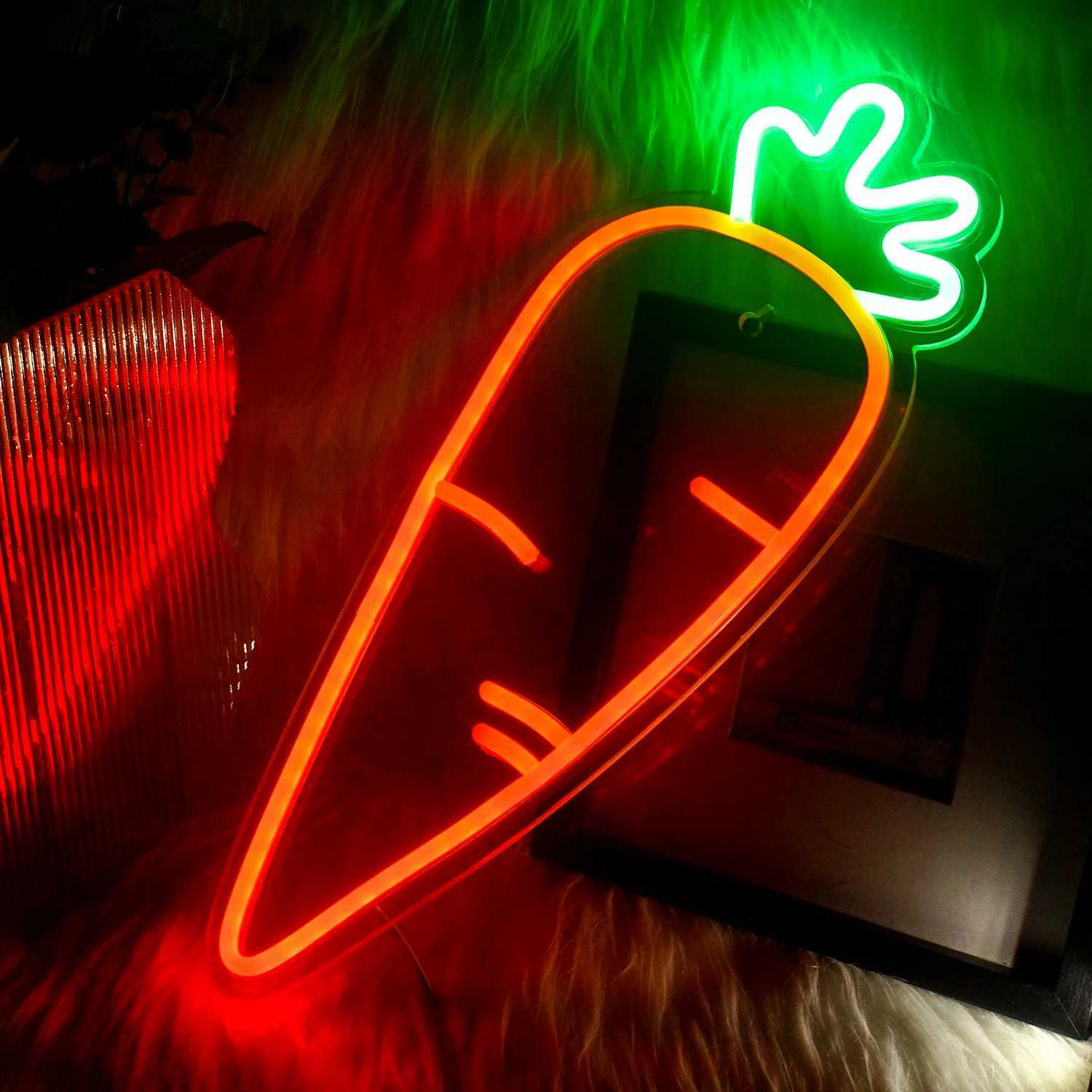 Ineonlife Neon Sign LED Light Chili Tomato Eggplant Carrot Acrylic Wall Bar Party Office Room Bedroom Kitchen Vegetable Decoration XJ250602