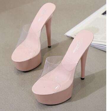 Super High Heels Autumn Nightclub Sexy Women's 15Cm Shoes Waterproof Platform Roman Peep Toe Elegant Super High Heel Slippers Platform High Heels
