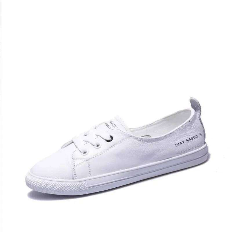 2023 New Genuine Leather Casual Sneakers For Women Plus Size Spring Summer Skate Ladies Vulcanized Shoes Little White