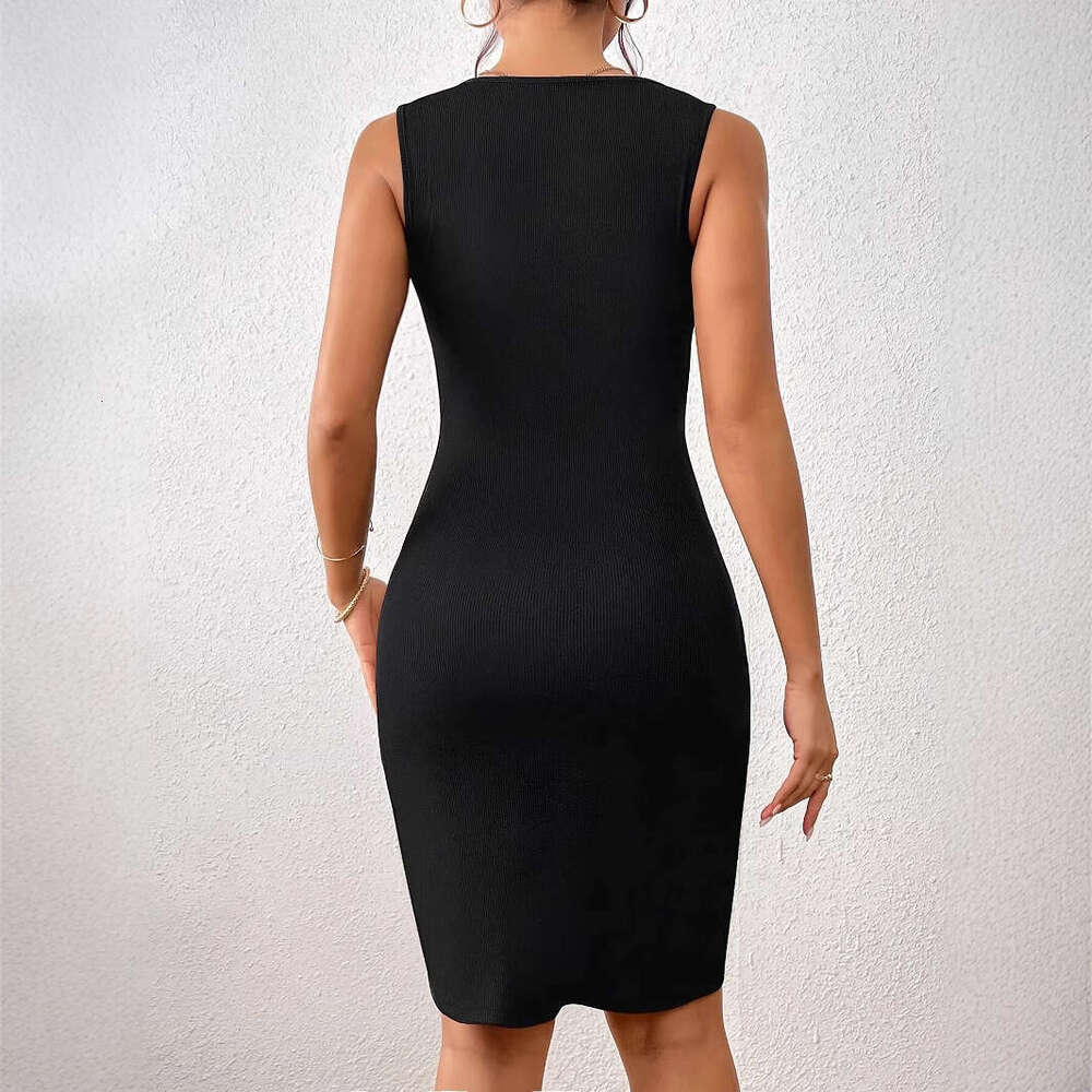 Robe Bodycon Dresses for Women Summer Dresses Dress Designer 2025 Fashion Womens Splicing Color Contrasting Asymmetric Sleeveless Slimming Sexy Bag Hi