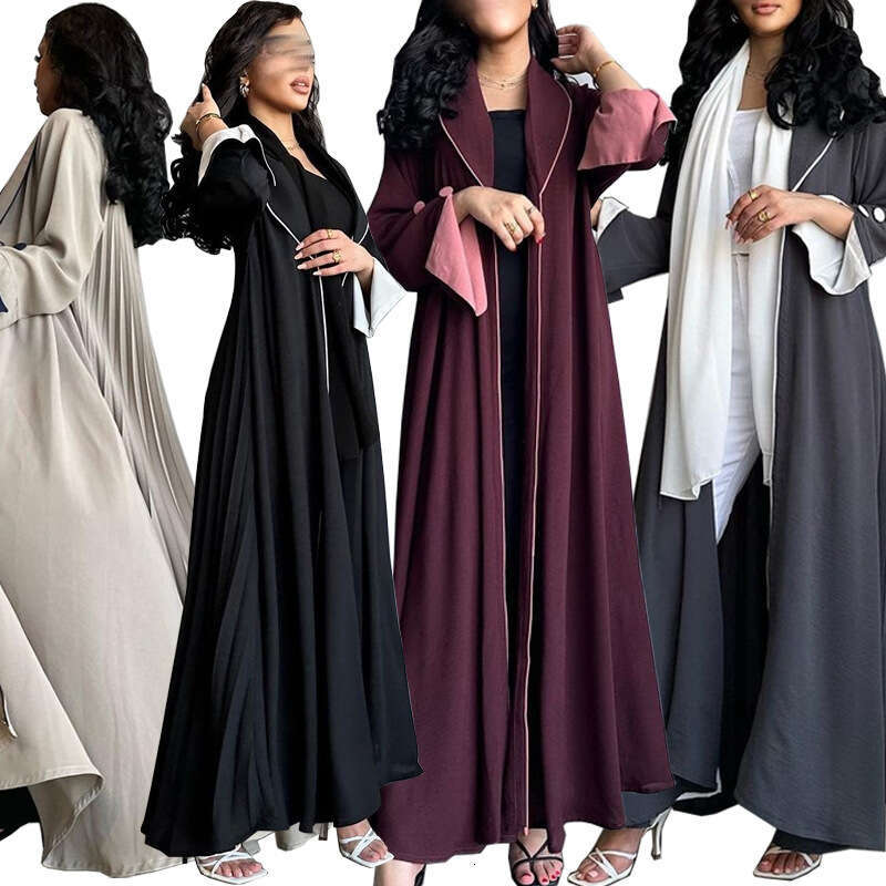 Mq081 Abaya Cardigan Long Women's Dress Autumn Winter Dubai Elegant Robe B5