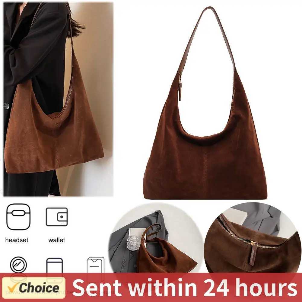 Women Suede Shoulder Bag Simple Tote Handbag Large Capacity Trendy Work Hobo Hasp Closure Vintage Hobo Bag Outdoor Travel Bag W250602