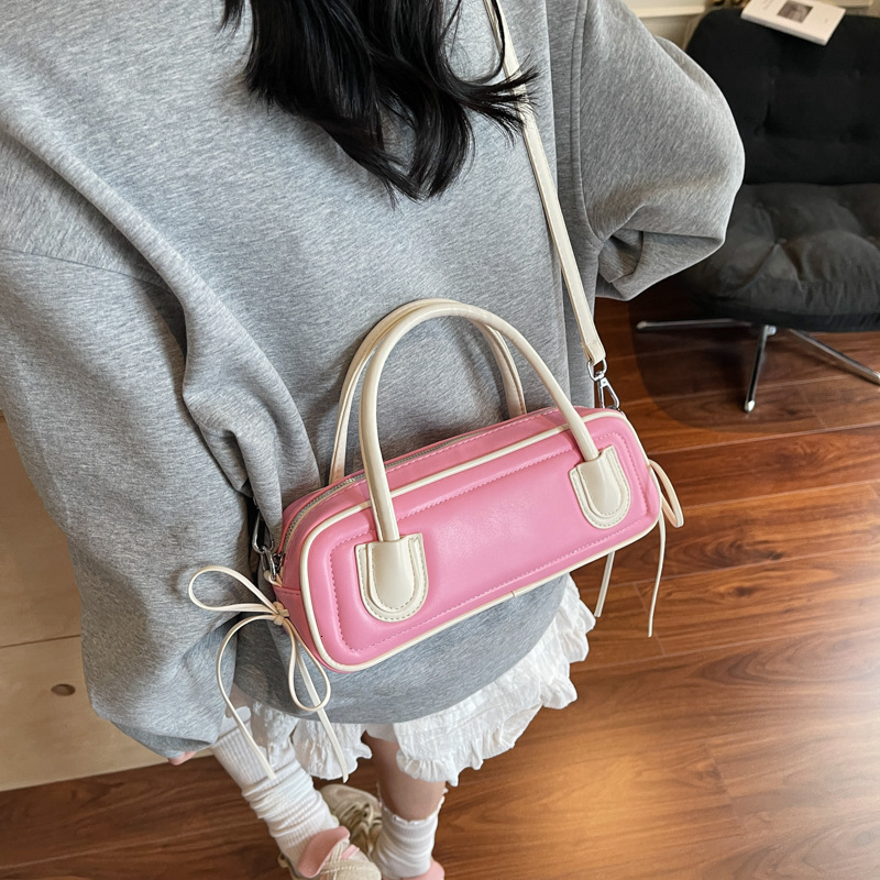 designer Fashion Simple Underarm Bag for Women Korean Version 2025 New Trend Versatile Bowling Bag Niche Color-Block Baguette Women's Bag