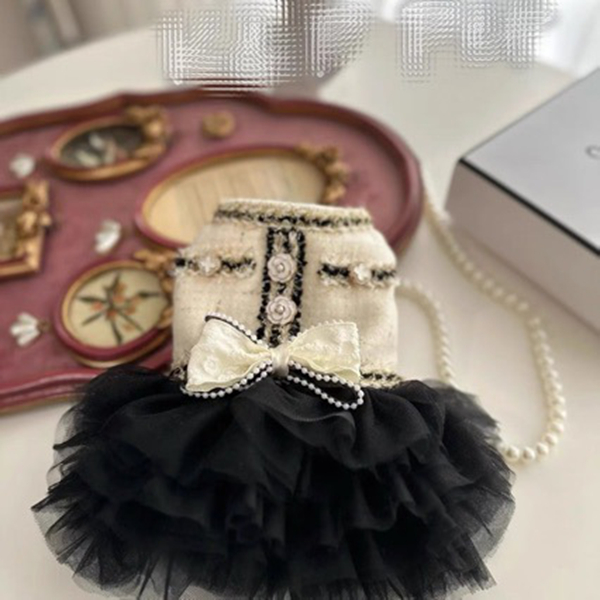 Luxury Cute Puppy Dress with Bow-Knot Girl Princess Dog Tutu Dress Costume Pet Outfit Cat Clothes for Birthday Party Christmas Wedding L D75