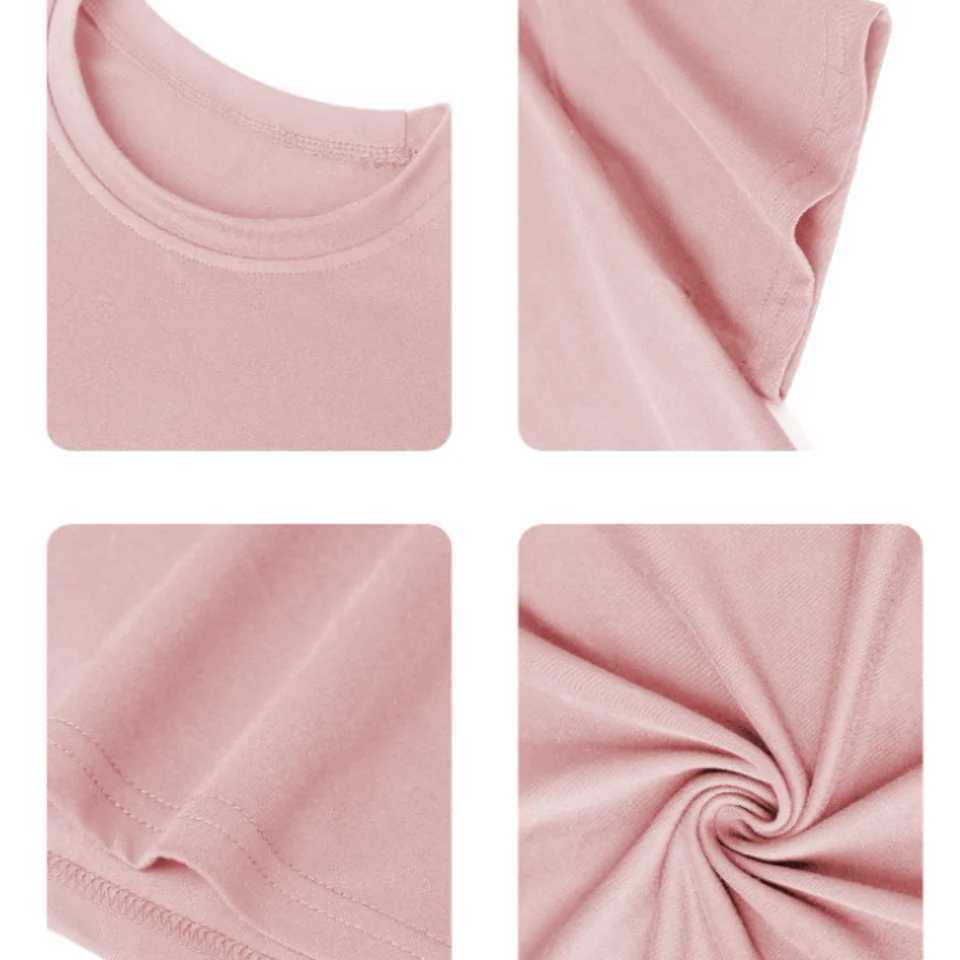 Cotton T-Shirt Girls Teens Pink Printed Casual Crew Neck Short Sleeve T-Shirt Summer Top T250603