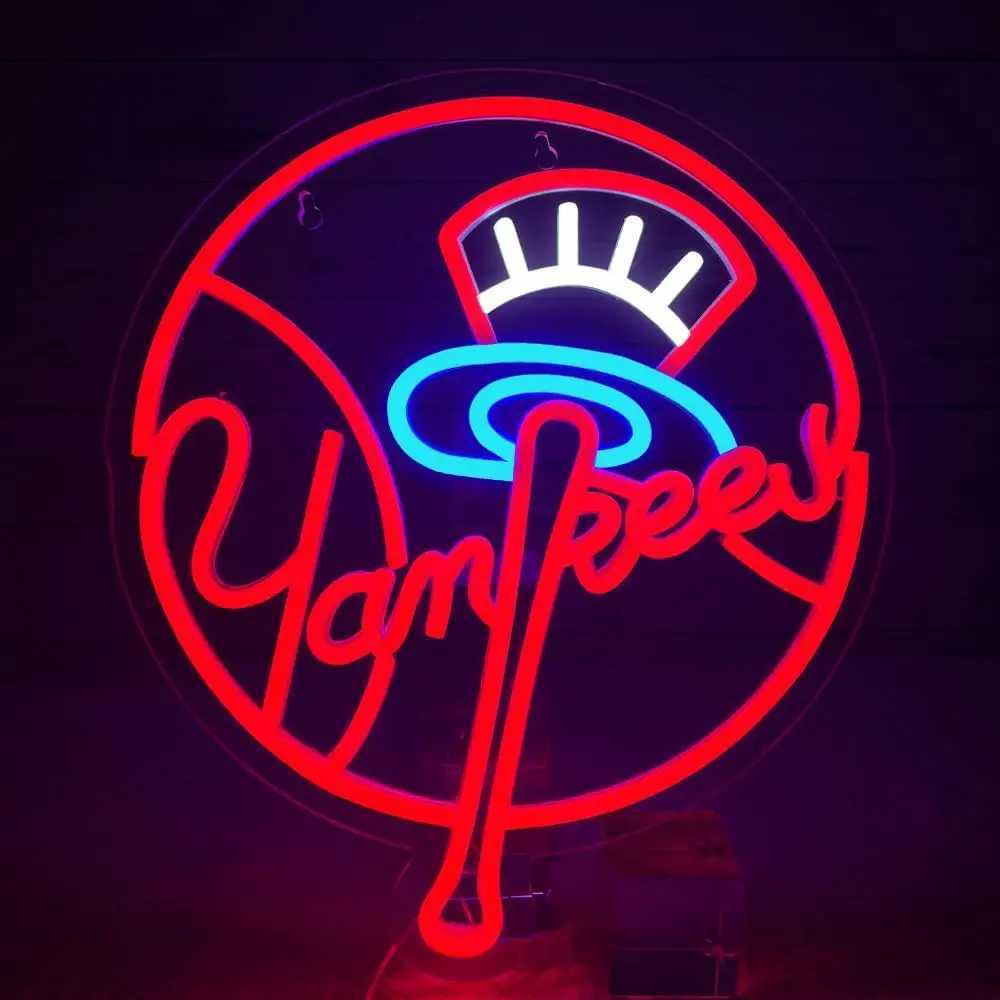 Yankees Baseball USB Powered LED Neon Sign Dimmable Neon Light Wall Decor For Room Decor Party Birthday Handmade Gift Fans XJ250602