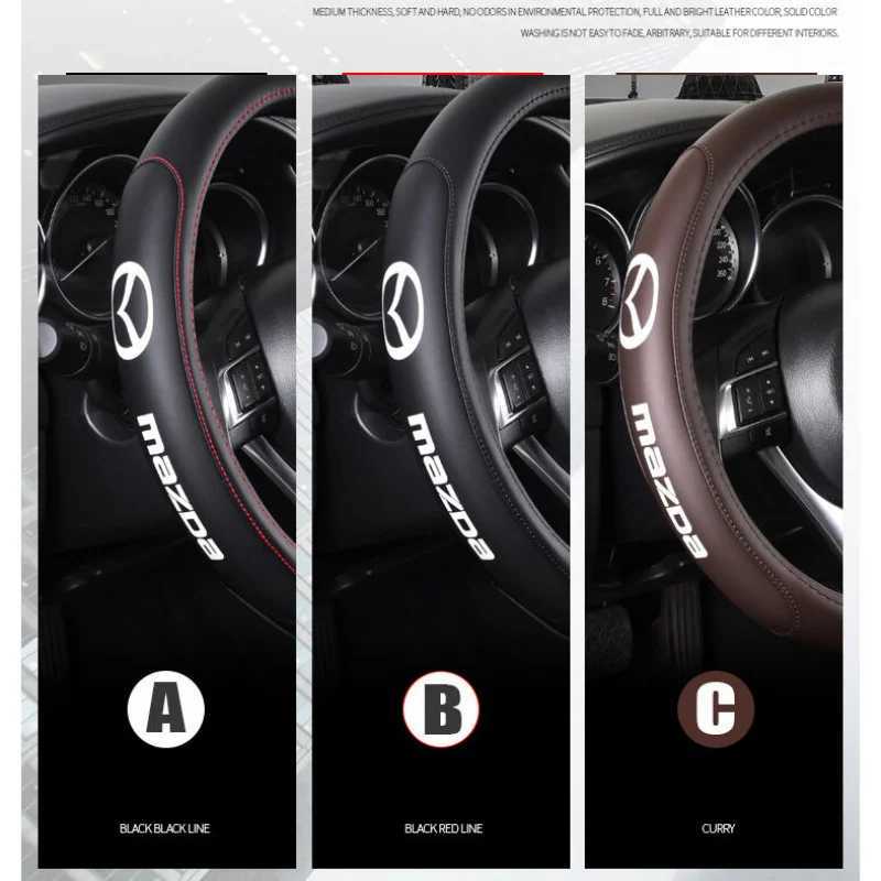 PU Leather Car Steering Wheel Cover for CX-3 CX-4 CX-5 CX-7 CX-9 Mazda 3 Axela 6 Gh Gj Demio Anti-Slip Funda Volante R250603