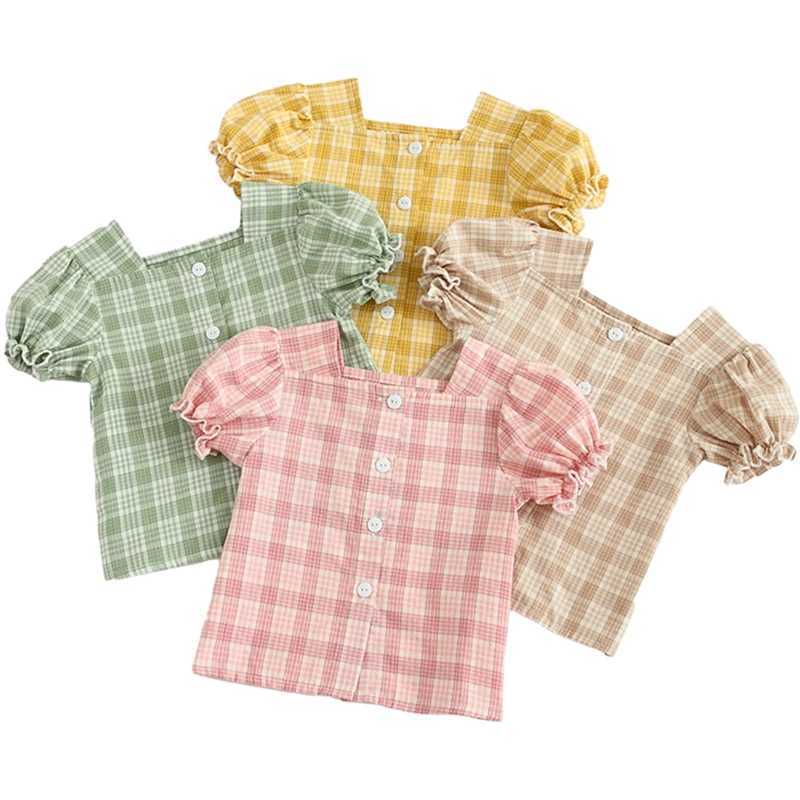 Summer Kids Baby Girls T-shirts Tops Tees Cotton Plaid Childrens Toddler Girl T-shirt Clothes T250603