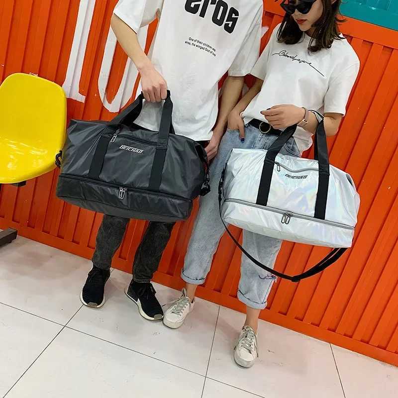 High Capacity Gym Bag Pearlescent Women Fitness Training Handbag With Shoes Pocket Waterproof Yoga Pack Travel Duffel XJ250603