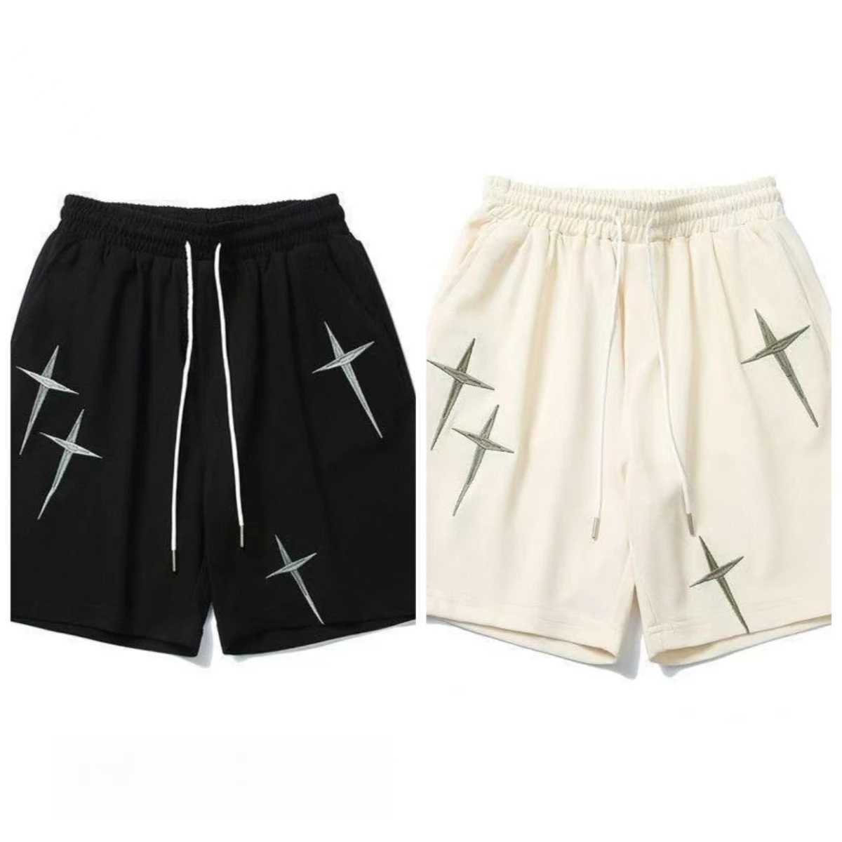 2025 Summer WHXS American Retro Star Printing Trendy Brand Shorts Mens and Womens Versatile Street Loose Sweatpants W250603
