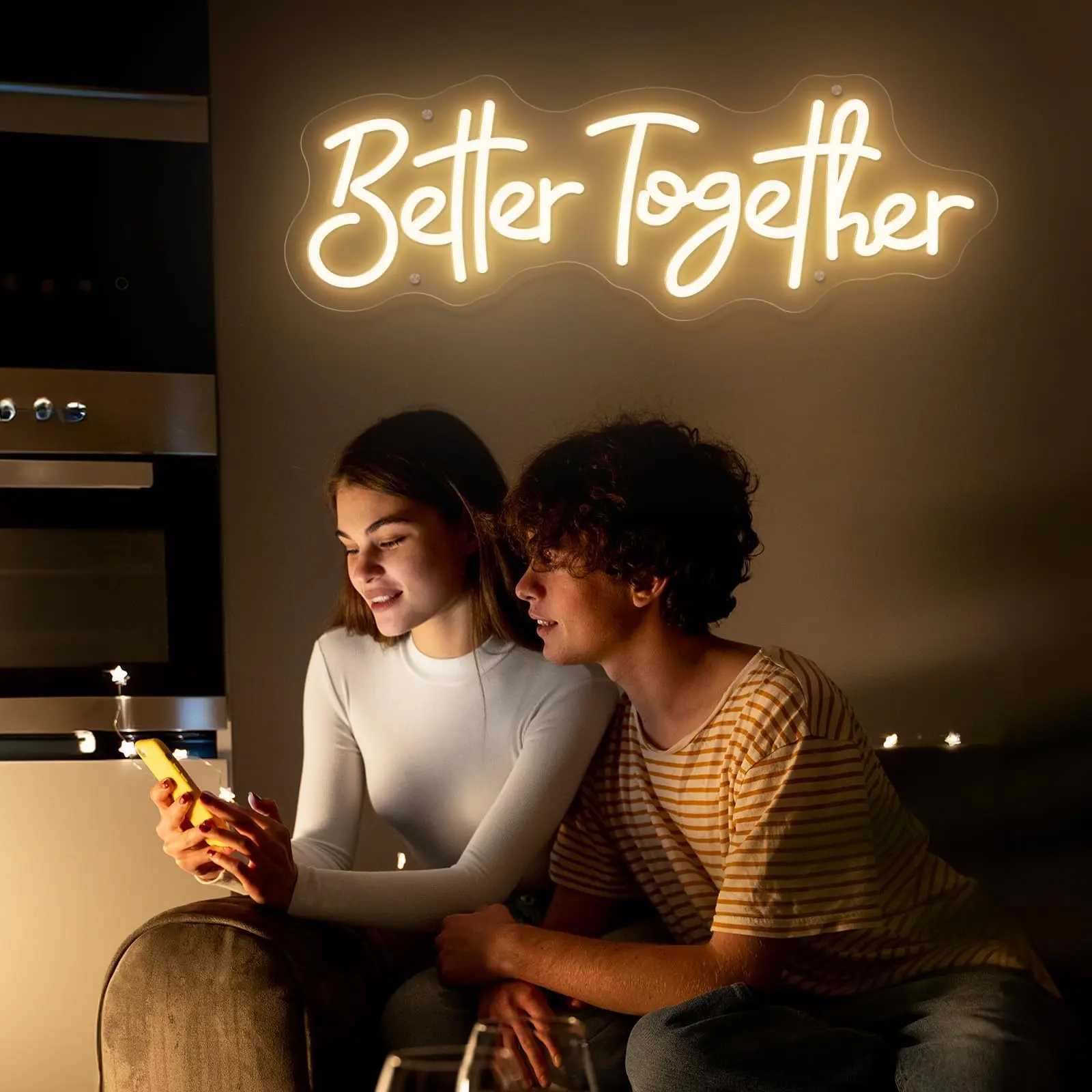 Better Together Neon Sign LED Light with Adjustable Brightness Perfect Wedding Decor Anniversary Mr Mrs Party Decoration USB 5V XJ250602