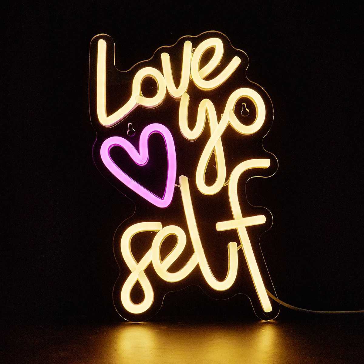 Chi-buy LED Neon Love Your Self USB Powered Neon Signs Night Light 3D Wall Art Game Room Bedroom Living Room Decor Lamp Signs XJ250602