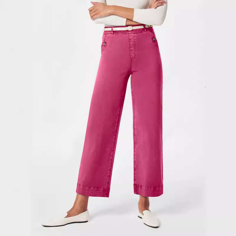 Loose Straight Wide-Leg Cropped Jeans B5