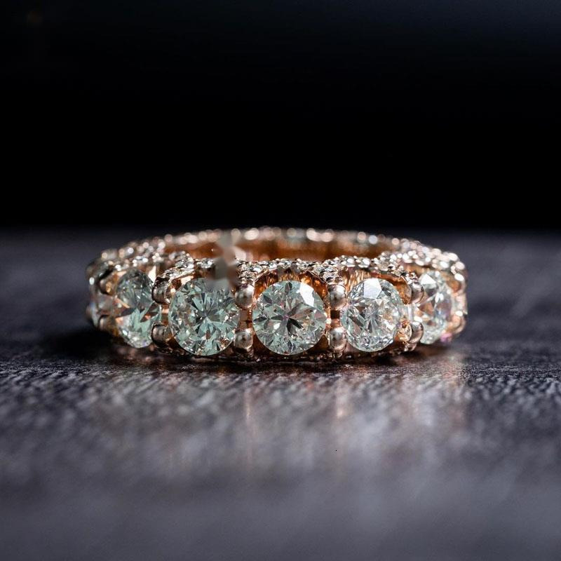 Latest Design 925 Sterling Silver VVS Moissanite Diamond Ring Plated Rose Gold Custom Wedding Ring Womens Fashion Jewelry