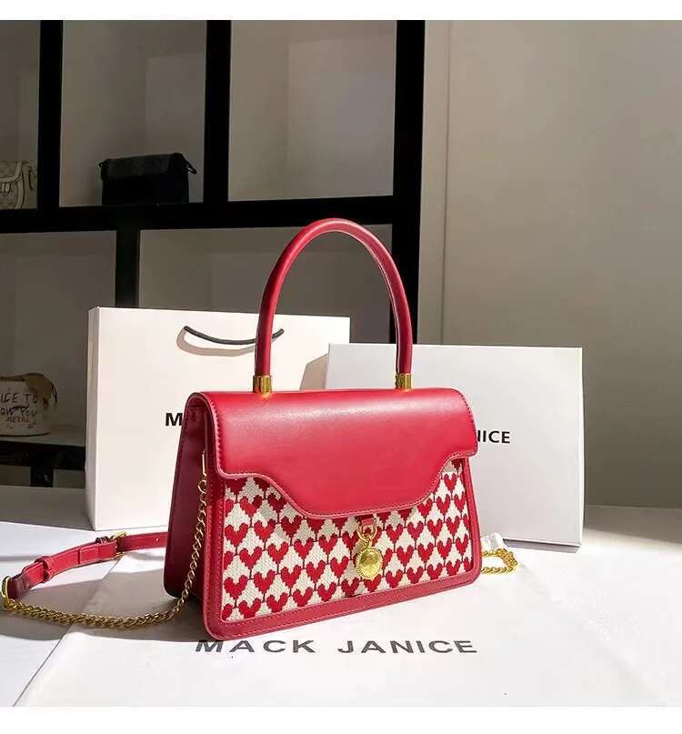 High Quality Red Knitted Square Large Capacity Women Handbag Lady Purse Female Shoulder Messenger Casual Wedding Bag