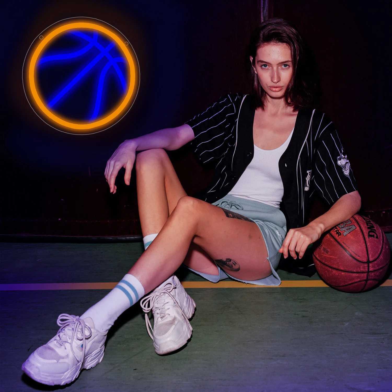 Basketball Neon Signs Basketball LED Neon Light Wall Neon Lights Cool Neon Sign for Room Bedroom Birthday Signs Kids Gift XJ250602