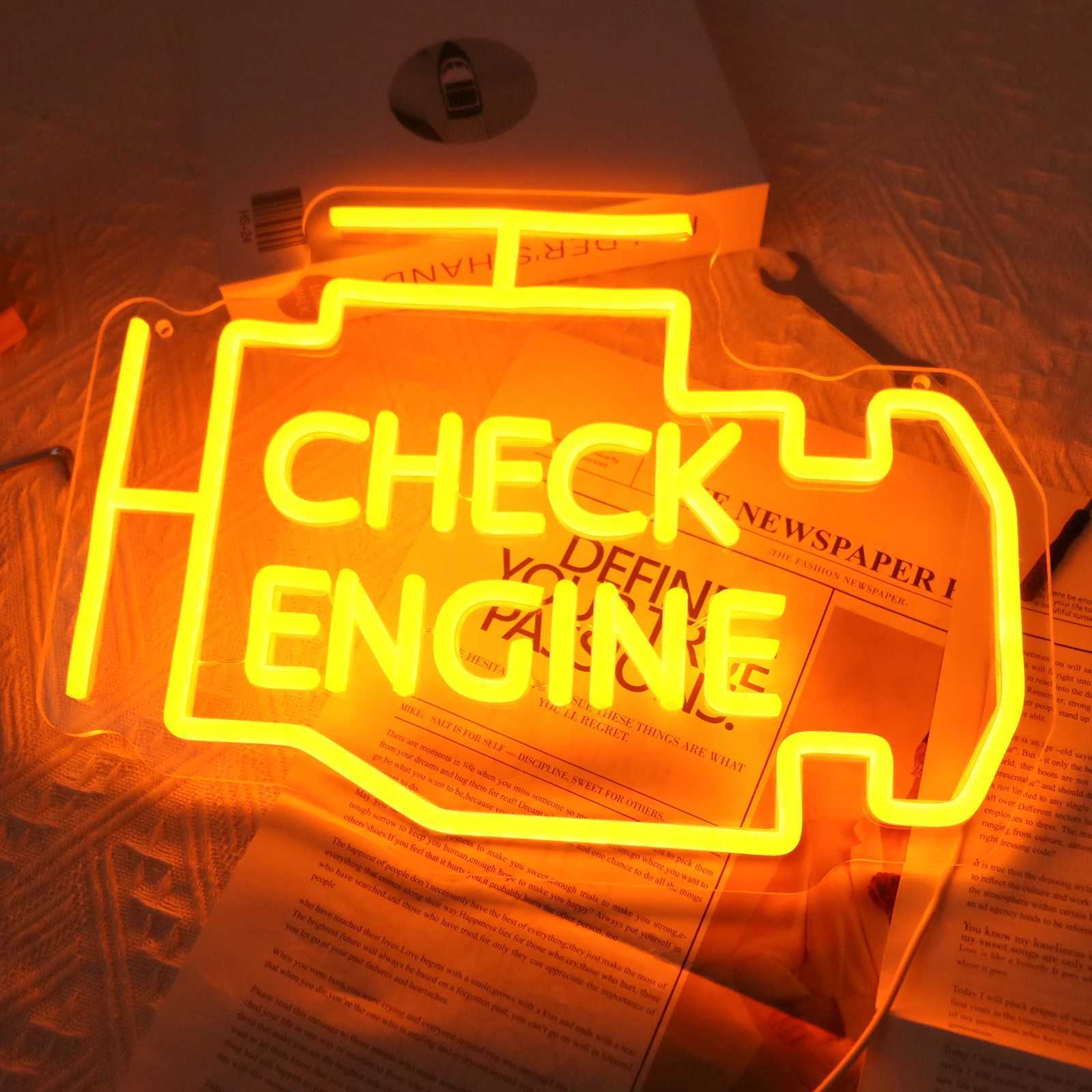 Garage Car Service Neon LED Sign Light Auto Repair Shop Car Check Engine Game Room Decor Wall Bar Neon Lights Lamp XJ250602