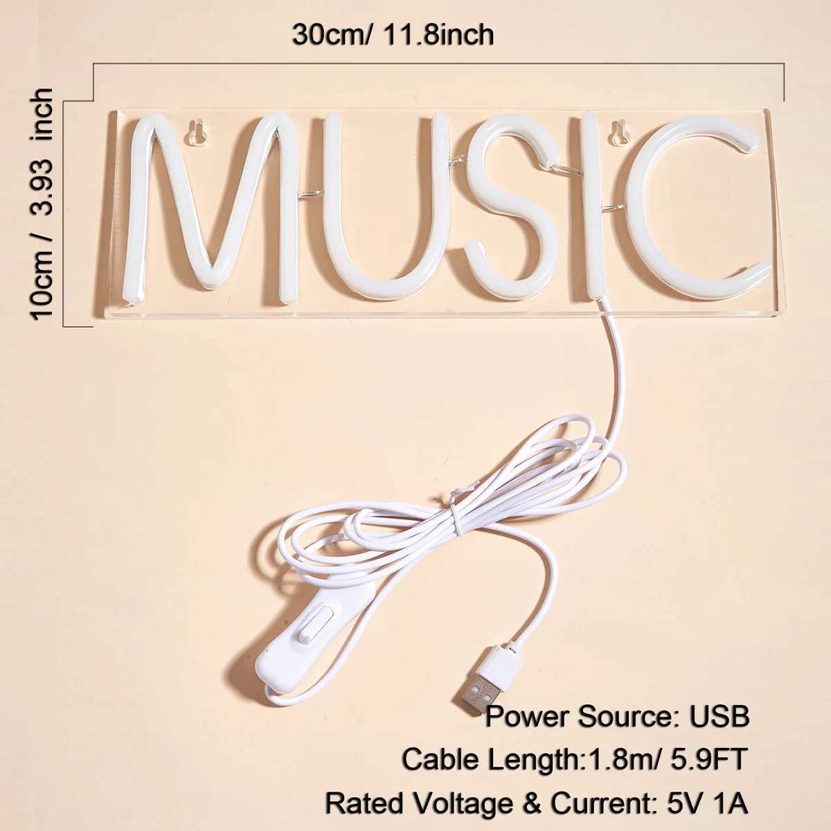 Chi-buy LED Neon MUSIC USB Powered Neon Signs Night Light 3D Wall Art Game Room Bedroom Living Room Decor Lamp Signs XJ250602