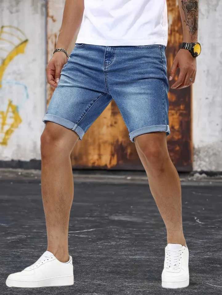 1PC Mens Popular American Street Denim Shorts High-end Simple Design Denim Casual Suitable for Daily Wear Denim Shorts T250603