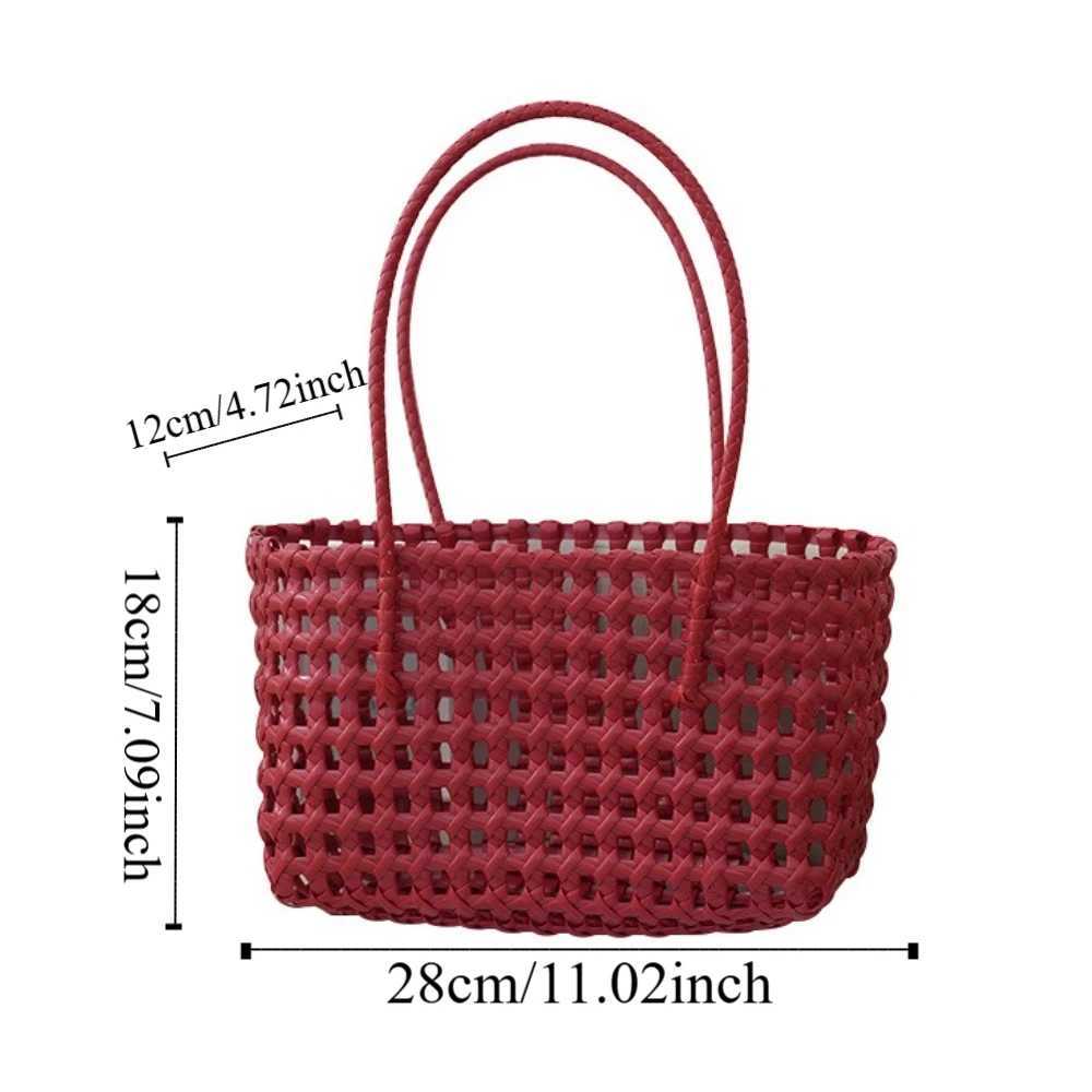 Plastic Hollow Weave Bag Countryside Style Large Capacity Beach Bucket Bag Bohemian Style Woman PVC Handbag Summer Y250603