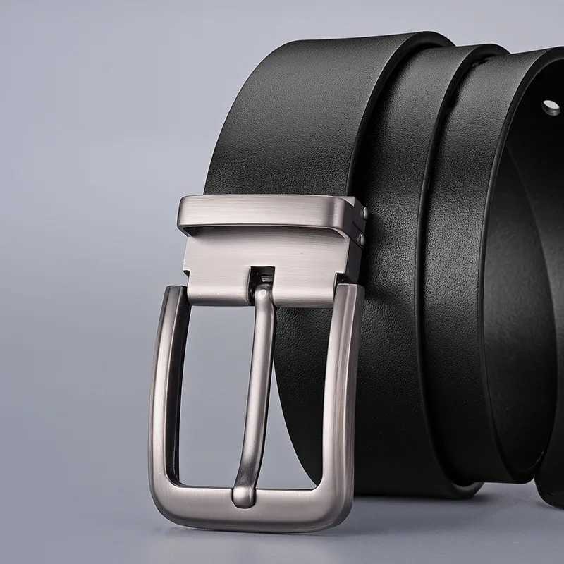 120 130 140cm Leather Cowhide Mens Belt Fashion Metal Alloy Pin Buckle Adult Luxury Brand Jeans Business Waist Male Strap BrandXJ250602