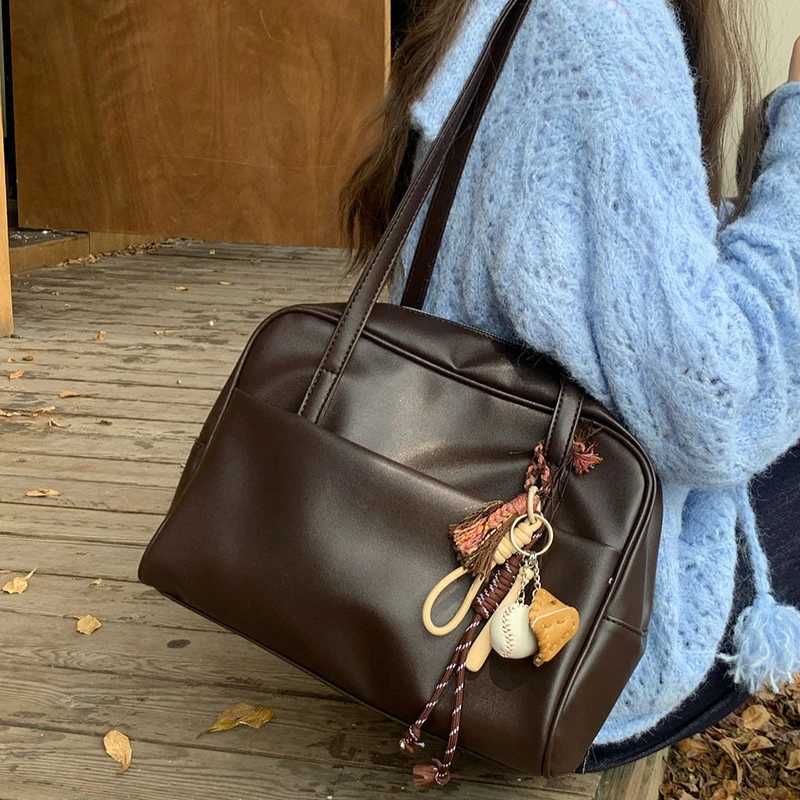 Korean Style Large Capacity Single Shoulder Womens Bag Versatile Vintage Underarm Bag Autumn 2025 New Arrival Y250603