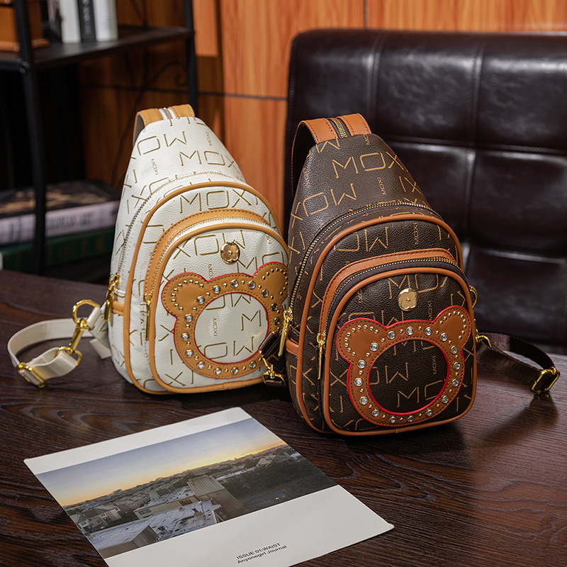 Free Shipping Mini Backpack 2025 New Trend Outdoors Retro Backpack Fashion Designer Bag Women Cartoon Chest Bag Light Luxury Printed Shoulder Bag Whol