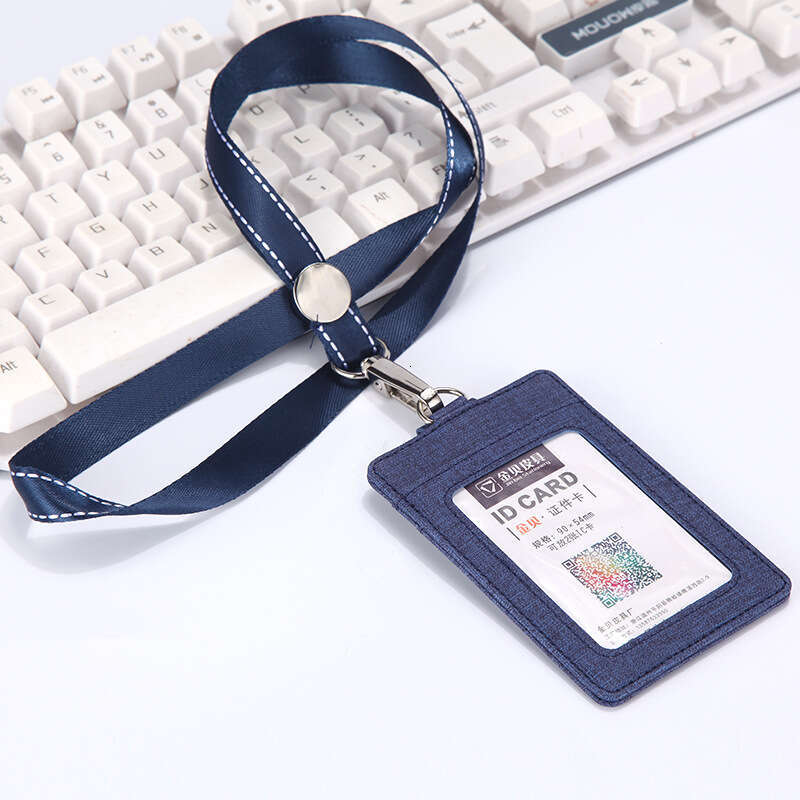 Work ID PU Badge Retractable Buckle Access Control Bus Card Holder with Lanyard