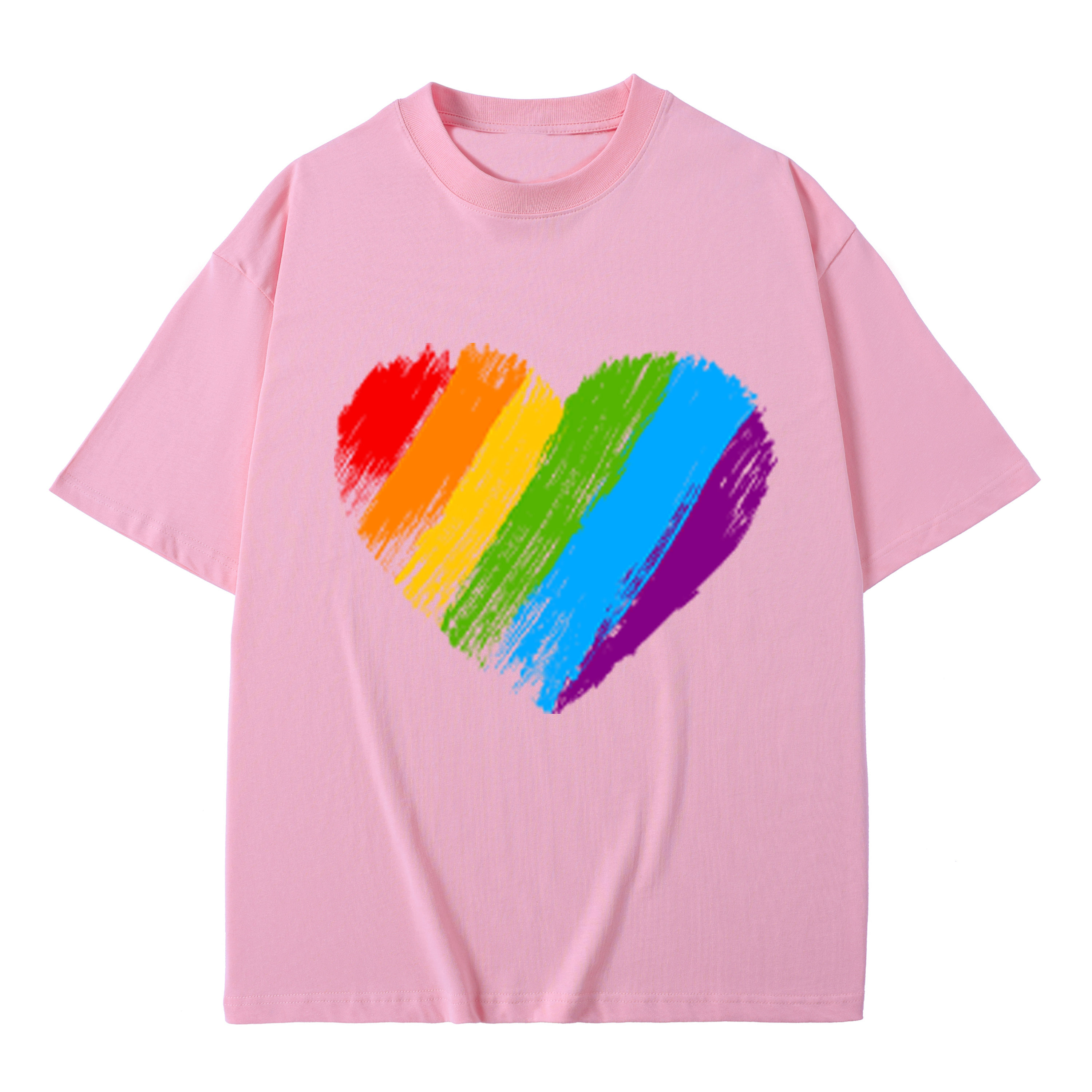 T-shirt men's top designer cotton T-shirt Rainbow Love short sleeved clothing high-quality fashionable T-shirt BROADTRUE