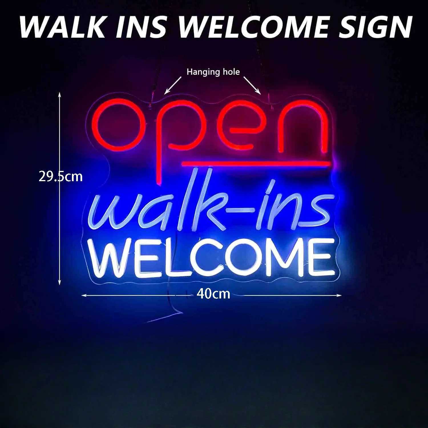 Open Walk ins Welcome Neon Sign LED Neon Light for Wall Decoration Business Sign Bar Pub Restaurant Blue Red White XJ250602