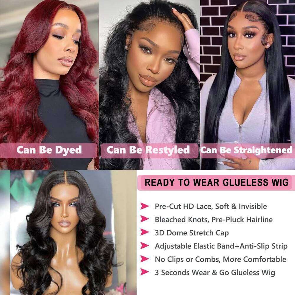 Go Body Wave 6x4 5x5 9x6 7x5 Lace Closure Glueless Wig Human Hair Ready To Wear Cut Pre plucked