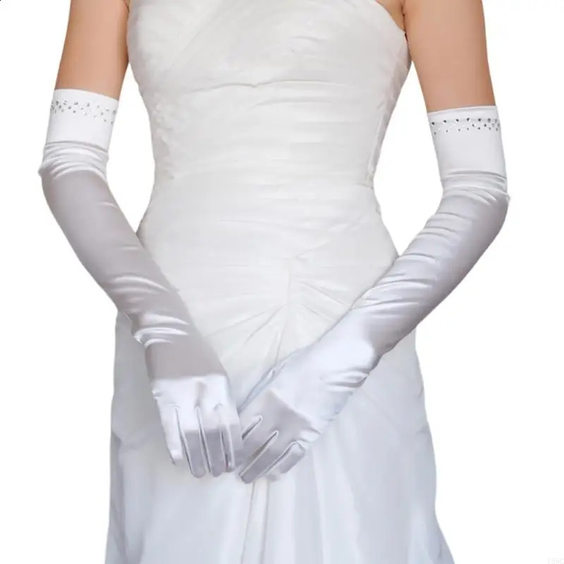 195C Wedding Crystal Gloves Prom Party Full Finger Gloves for Cosplay Operas Wear 250530