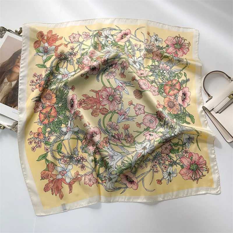 Fashion 70*70cm Silk Scarf Women Square Scarves Shawls Female Print Bandana Luxury Brand Hairband Headband Neckerchief Foulard W250602