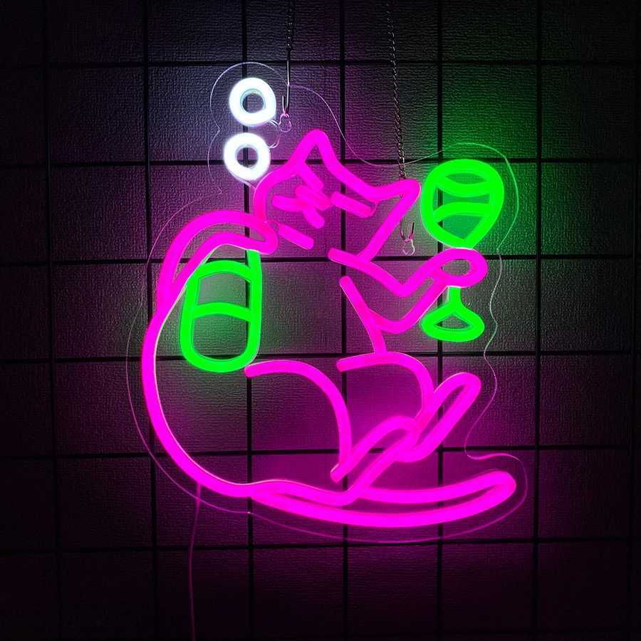 Cat Neon Sign for Wall Decor Cat Lover LED Light Up Signs for Bedroom Man Cave Home Animal Bar Pet Shop Birthday Party Decor XJ250602