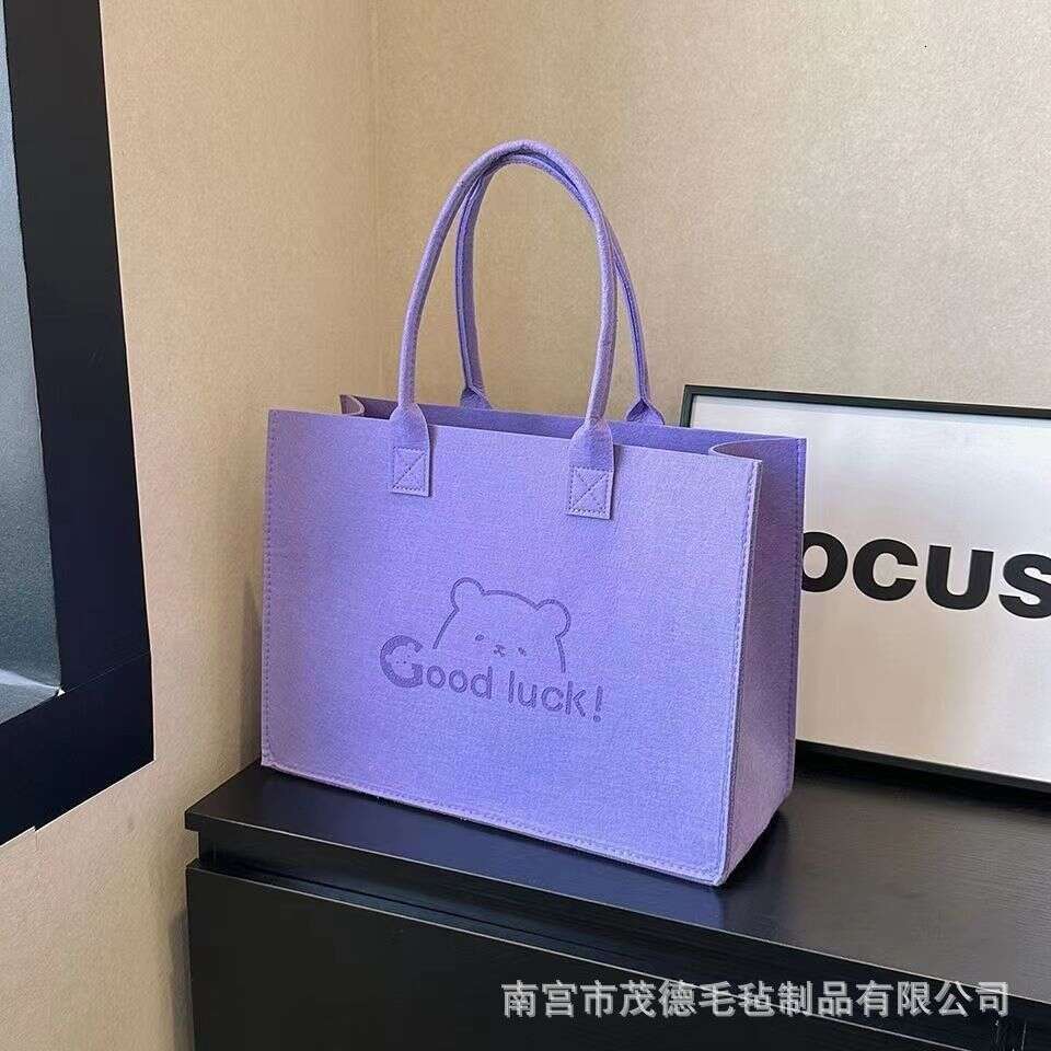 New Cute Bear Large Capacity Felt Shopping Single Shoulder Tote Bag