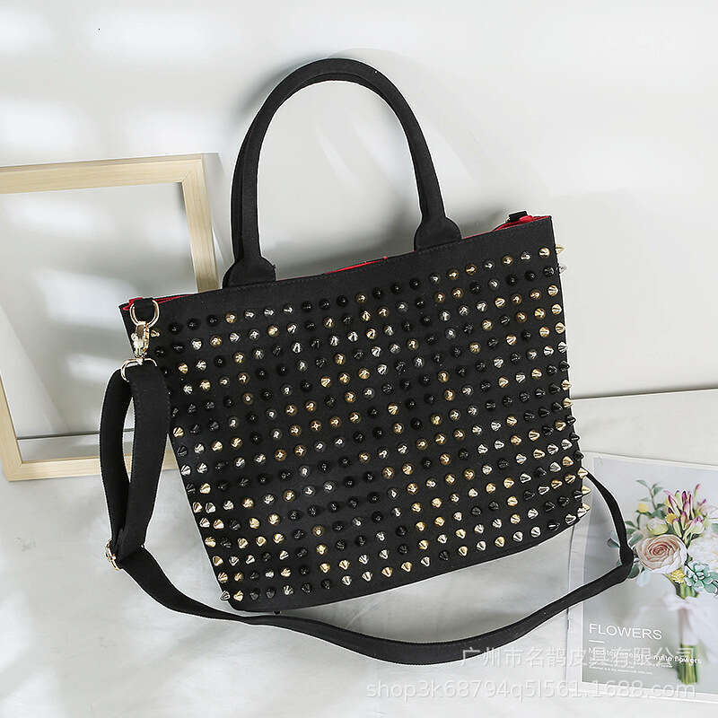 Women s New Rivet Tote Handheld Crossbody Japanese and Korean Brand Niche Canvas Bag for