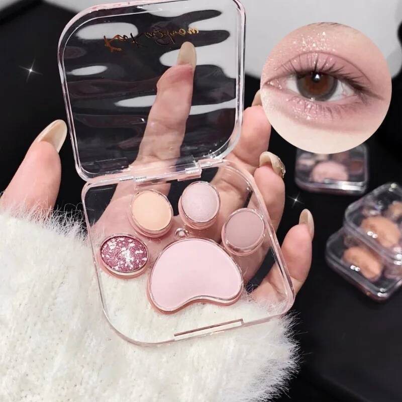 5 Colors Cat Claw Eyeshadow Long Lasting Glitter Rose Blush Shadows Cute Eye Makeup Palette Women Cosmetics