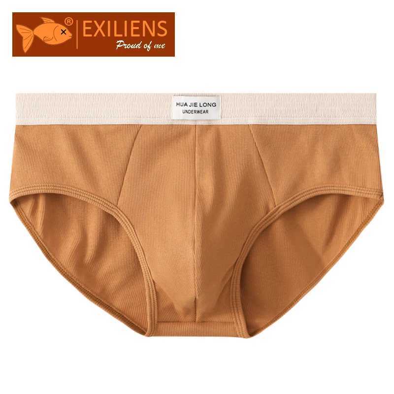 EXILIENS New Sexy Soft Waistband Solid Cotton Underwear Men Brief Breathable Mens Briefs Comfortable Man Shorts Size M-3XL B6242 W250603