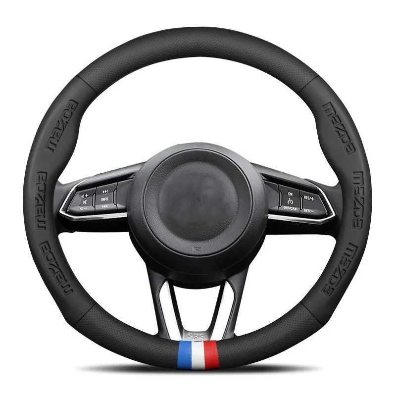 Leathe Car Steering Wheel Cover For Mazda 3 5 6 SKYACTIV Axela Atenza CX30 CX5 CX8 CX9 MX5 RX8 RX7 BT50 Accessories R250603