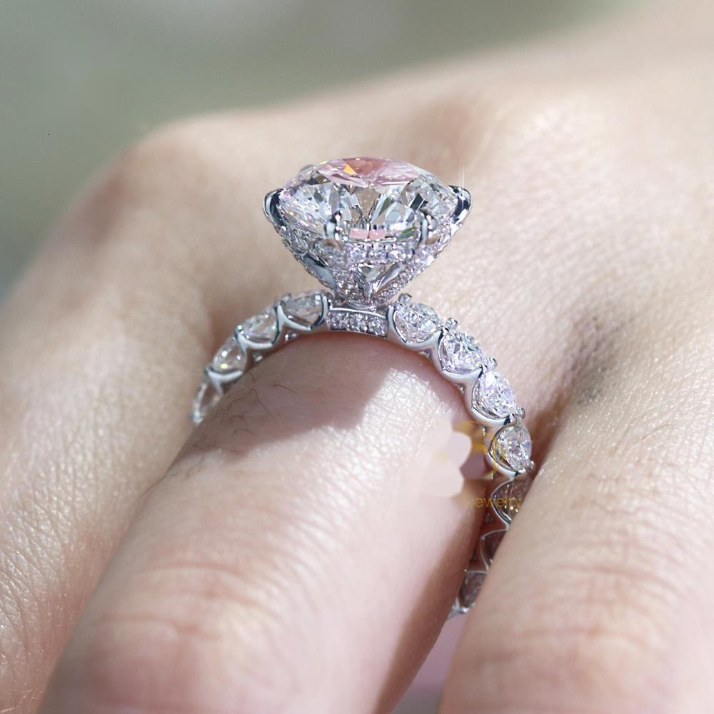 New Arrival Luxury Jewelry 18K Solid White Gold Round Cut Lab Grown Diamond Wedding Engagement Ring With IGI/GRC Certificate