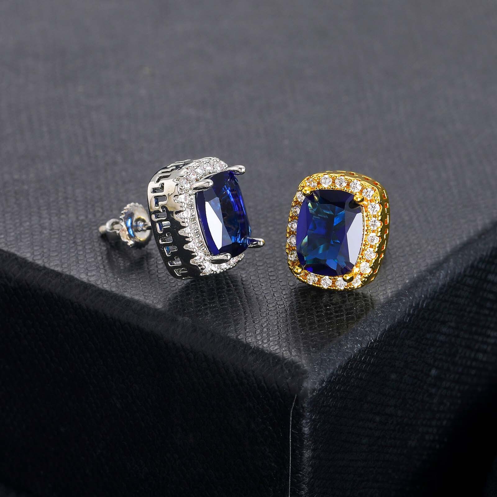 INS Accessories Hiphop Full Hip Hop Earrings Colorful Large Moissanite Personalized Mens Earrings Mozambique earrings