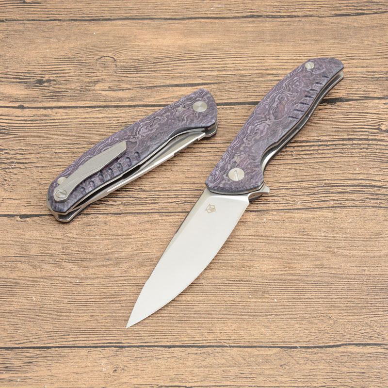 F95 Flipper Folding Knife D2 Satin Blade Stainless Steel Handle Ball Bearing Outdoor Survival Pocket Folder Knives