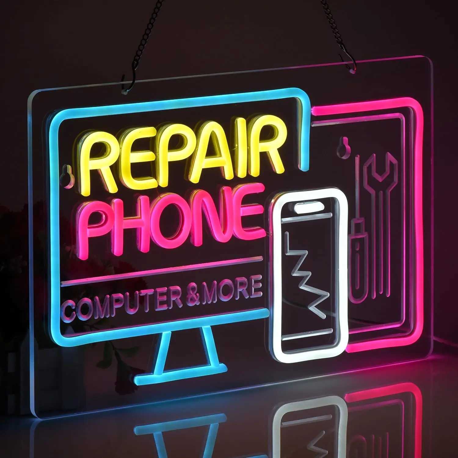 Phone Repair Neon Sign USB Powered LED Neon Light for Business Cellphone Tablet Laptop Desktop Computer Repair Shop Wall Decor XJ250602