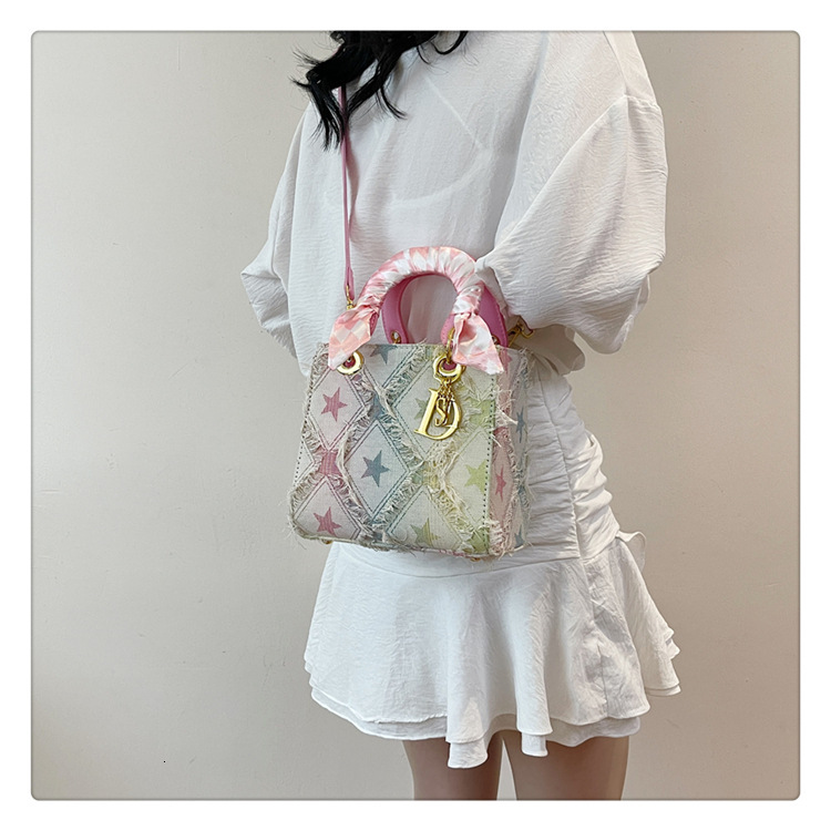 2025 New Style Small Chanel Style Denim Bag Free Shipping Fabric Star Quilted Gift Bag Handbag Women's Beach Bag Shoulder Designer Bag Crossbody 