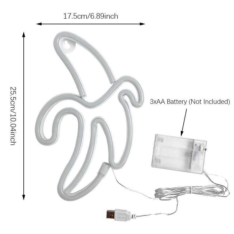 Banana Shaped LED Neon Sign USB or Battery Dual Power Wall Hanging Decorative Light for Bedroom Birthday Party Wedding Gift XJ250602